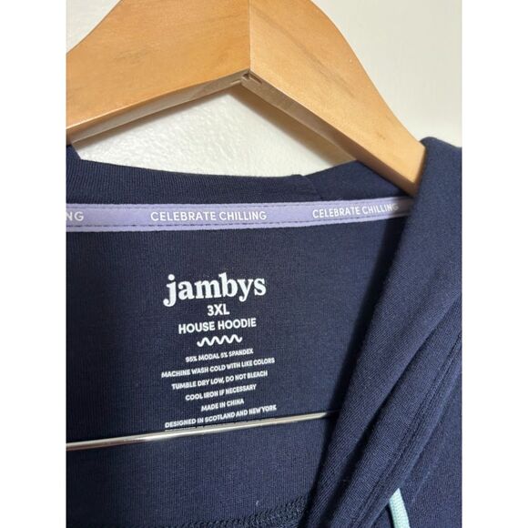 Jambys House Hoodie Navy Blue Teal Size 3xl Modal Loungewear Sleepwear cozy - Picture 3 of 3